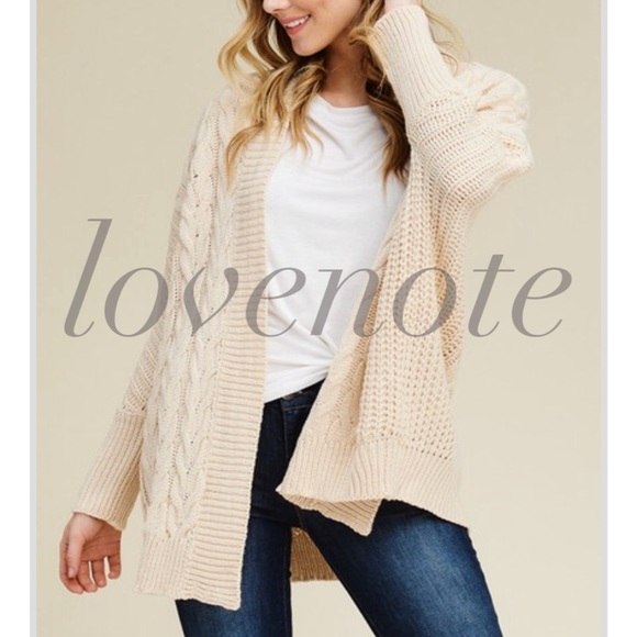 LAST Cozy Cable Knit Sweater Cardigan Long Sleeve - Picture 2 of 6